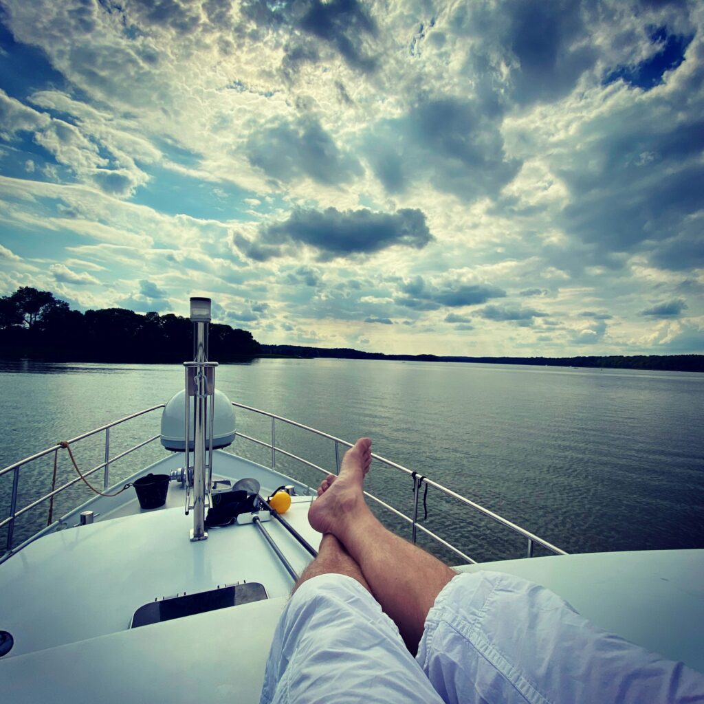 relaxed trader on boat