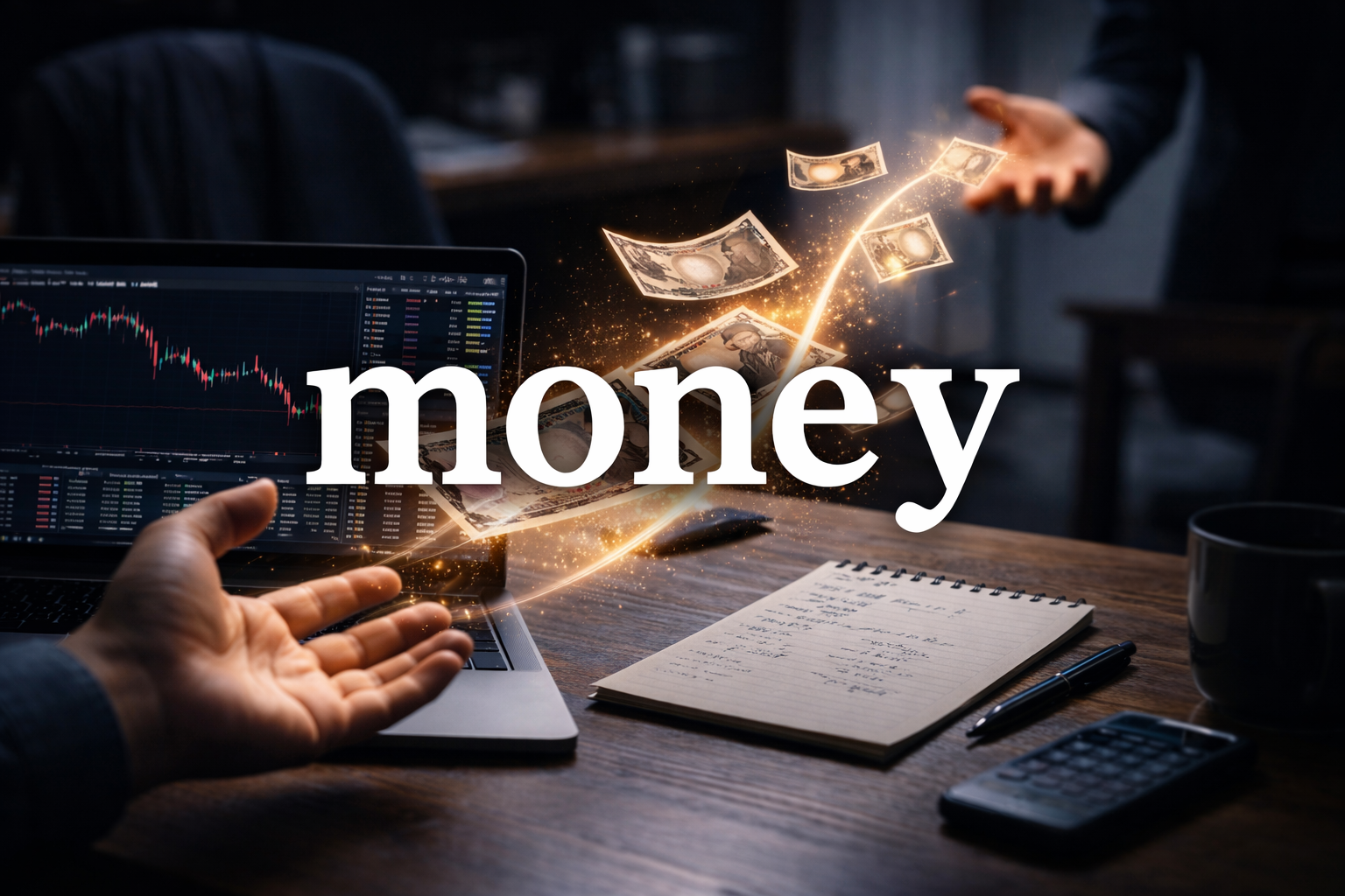Money flowing from an individual investor to others during stock trading, illustrating how lost money moves through the market