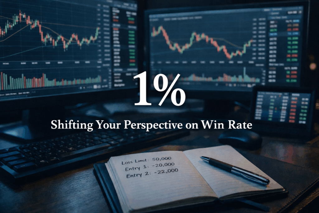 A trading desk showing stock charts and order books, illustrating how stock trading can remain viable even with a 1 percent win rate through risk control and perspective.